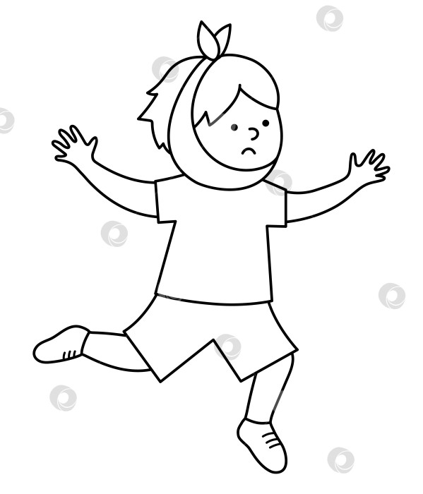 Скачать Черно-белый бегущий мальчик с больным зубом и повязкой. Векторная иллюстрация больного ребенка-пациента или страница-раскраска. Схема гигиены полости рта для детей. Значок линии лечения зубов фотосток Ozero