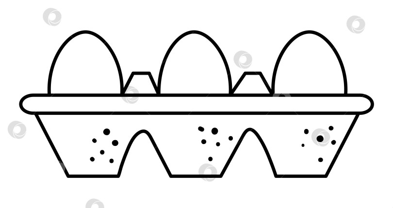 Скачать Векторная иллюстрация упаковки черных и белых яиц. Значок традиционной пасхальной продуктовой линейки. Элемент дизайна контура картонной коробки для яиц. Милая весенняя раскраска фотосток Ozero