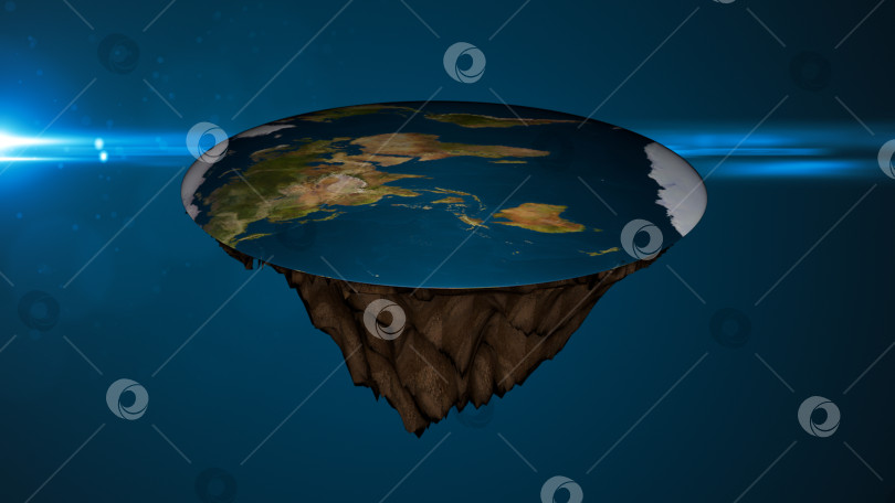 Скачать Космический фон с плоской землей. Цифровая иллюстрация фотосток Ozero