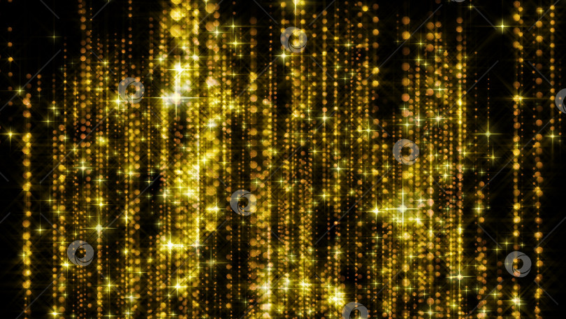 Скачать Абстрактный золотой дождь с яркими частицами со вспышками в пространстве, современный глянцевый фон, 3d рендеринг фотосток Ozero