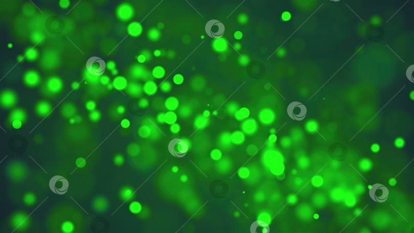Скачать Ярко-зеленое светящееся боке, малая глубина резкости, современный компьютерный фон, 3d-рендеринг фотосток Ozero