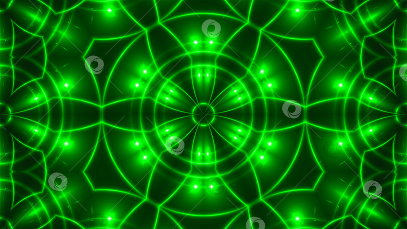 Скачать VJ Фрактальный зеленый калейдоскопический фон. цифровой фон для 3d-рендеринга. фотосток Ozero