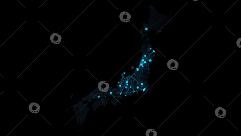 Скачать Карта Японии с множеством сетевых подключений, 3d-рендеринг компьютерного фона фотосток Ozero