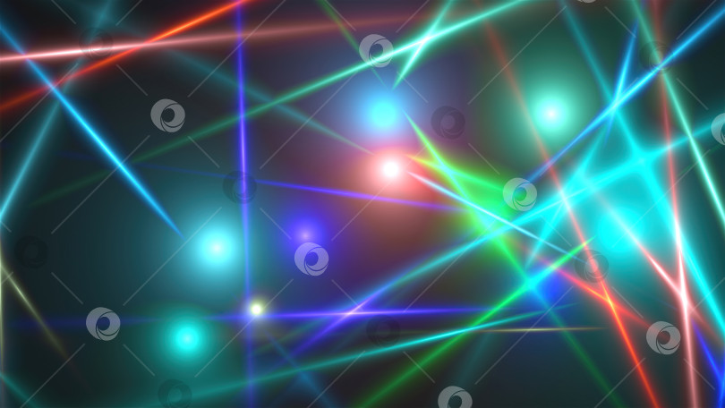 Скачать Яркие хаотичные огни, современная неоновая технология, прожекторы, 3d-компьютерная иллюстрация фотосток Ozero