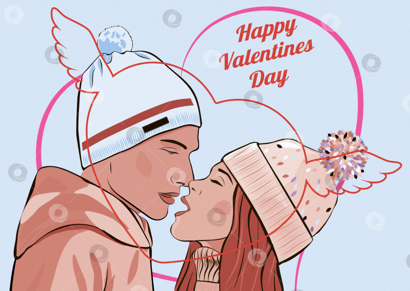 Скачать Влюбленная пара для открытки на День Святого Валентина. фотосток Ozero