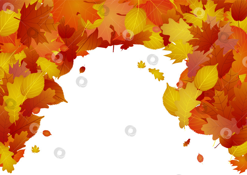 Скачать фон с красными, оранжевыми, коричневыми и желтыми падающими осенними листьями. фотосток Ozero