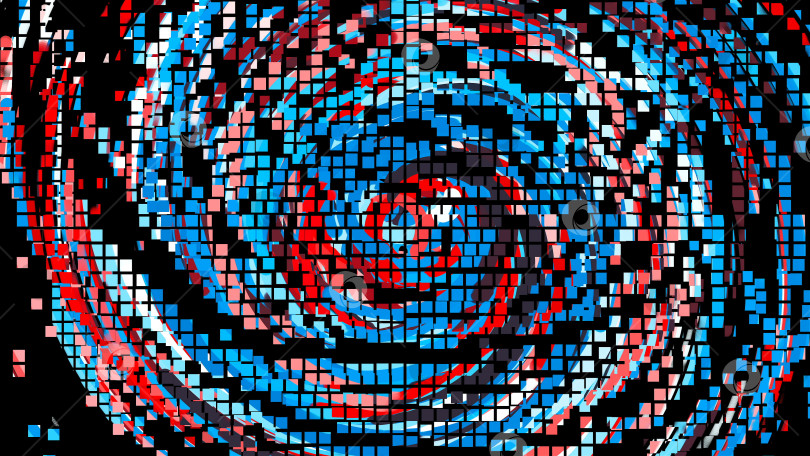 Скачать Пиксельная анимация красочных круговых линий, фон в мультяшном стиле, компьютерный фон, 3d-рендеринг фотосток Ozero