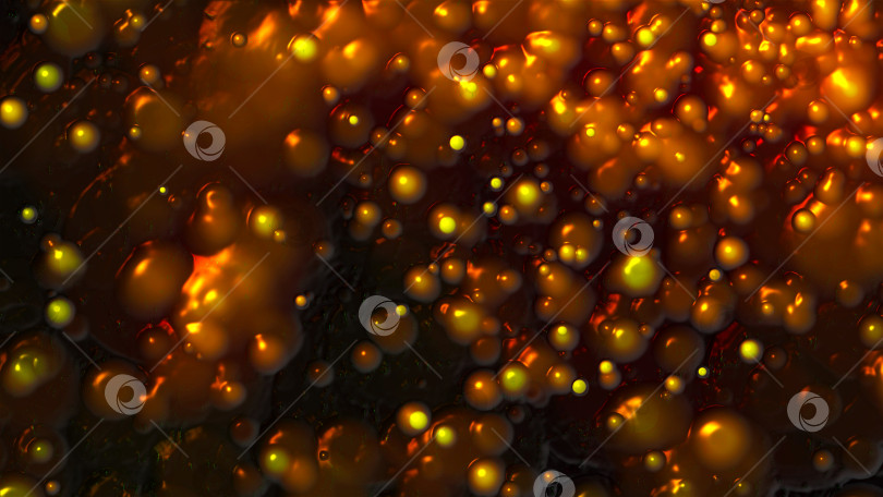 Скачать Абстрактный фон с частицами золотого жидкого пластика, 3d-иллюстрация, фон научной физики, сгенерированный компьютером фотосток Ozero