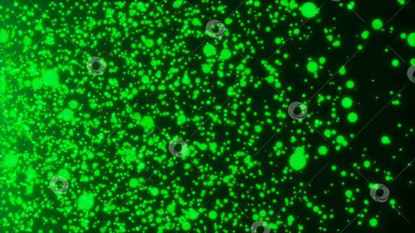Скачать Множество абстрактных маленьких зеленых частиц в космосе, сгенерированный компьютером абстрактный фон, 3D-рендеринг фотосток Ozero