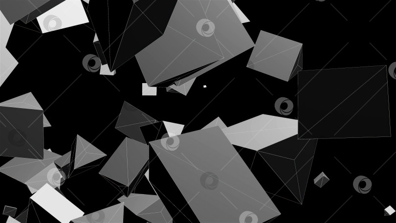 Скачать Каркасные абстрактные формы, хаотическое пространство, 3d-рендеринг компьютерного фона фотосток Ozero
