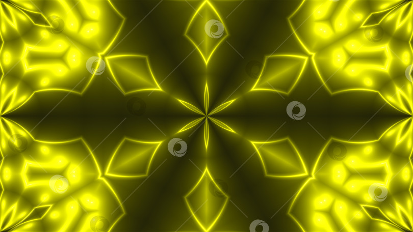 Скачать Абстрактный фон с фрактальным желтым калейдоскопом VJ. цифровой фон для 3d-рендеринга фотосток Ozero