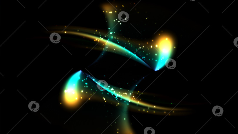 Скачать Абстрактный фон с ярко-зелеными точками и летающими частицами, фон для 3d-рендеринга, сгенерированный компьютером фотосток Ozero