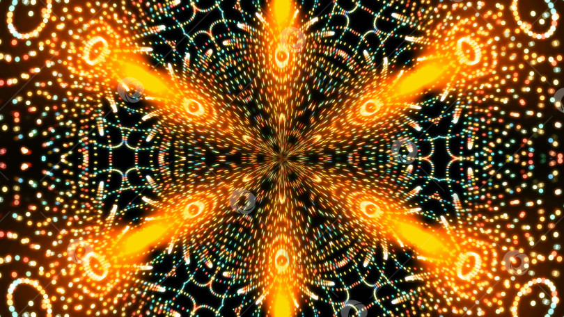 Скачать Абстрактный симметричный калейдоскоп со множеством кругов, фон для 3d-рендеринга, фон для компьютерной генерации фотосток Ozero