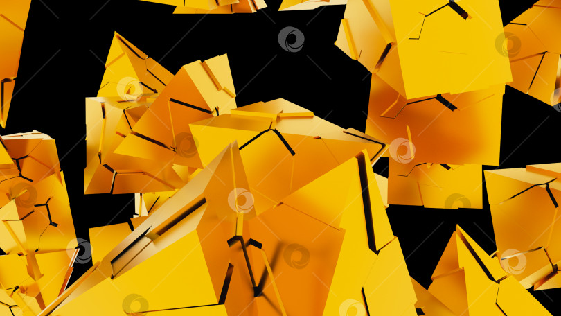 Скачать 3D-Рендеринг Абстрактного Хаотичного Фона Золотых Пирамид. фотосток Ozero