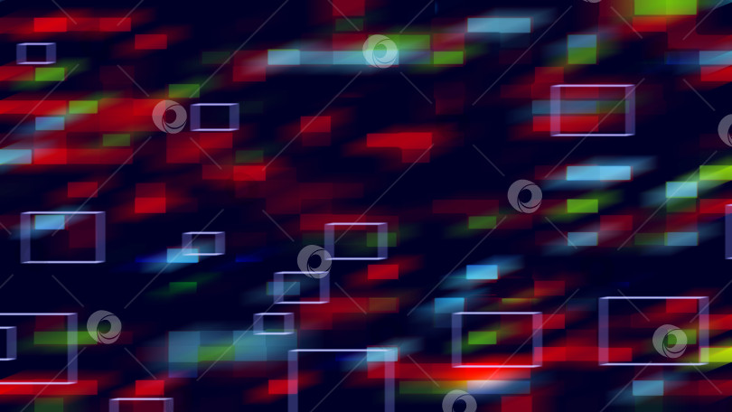 Скачать Разноцветные бегущие движущиеся прямоугольники в пространстве, абстрактный фон 3d-рендеринга, сгенерированный компьютером фотосток Ozero