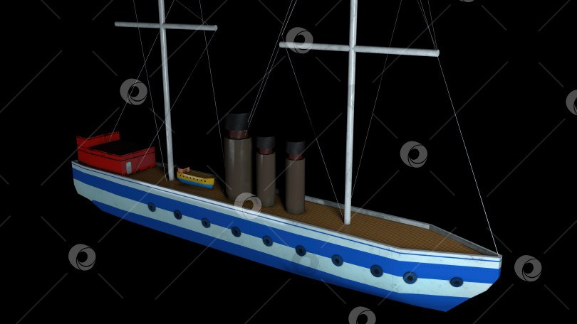 Скачать Сгенерированный компьютером простой макет лодки на черном фоне. Высококачественный 3D-рендеринг фотосток Ozero