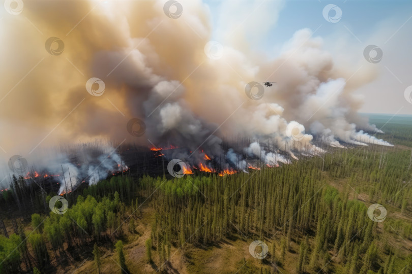 Скачать Лес, охваченный лесным пожаром, стал причиной сильной летней жары фотосток Ozero