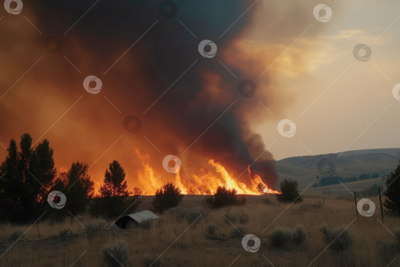 Скачать Лес, охваченный лесным пожаром, стал причиной сильной летней жары фотосток Ozero