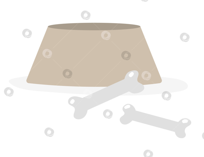 Скачать Векторная собачья миска с костями, изолированными на белом фоне. Иллюстрация плоской тарелки для домашних животных на ферме. Изображение бассейна с милым щенком фотосток Ozero