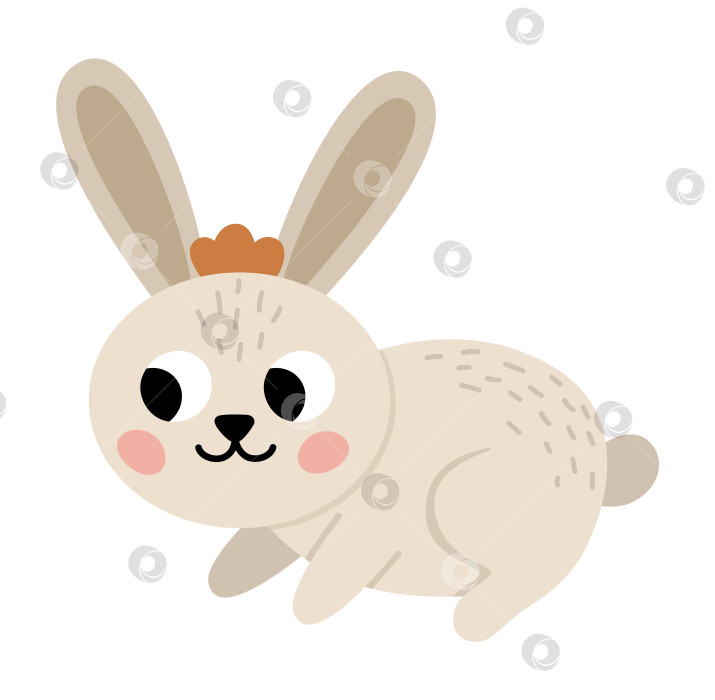 Скачать Векторный значок кролика. Симпатичная иллюстрация мультяшного зайца для детей. Сельскохозяйственное животное, изолированное на белом фоне. Красочная плоская картинка с кроликом для детей фотосток Ozero