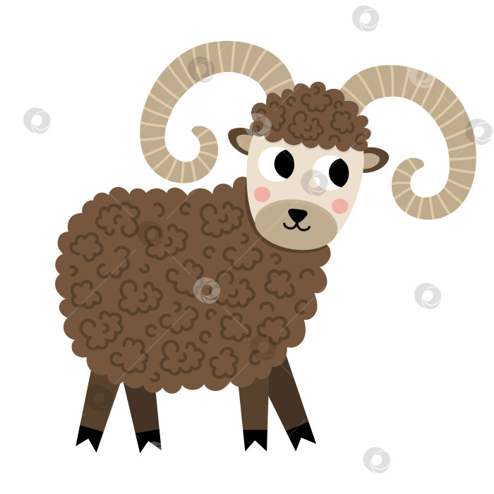 Скачать Векторный значок оперативной памяти. Симпатичная мультяшная иллюстрация самца овцы для детей. Сельскохозяйственное животное, изолированное на белом фоне. Красочная плоская картинка крупного рогатого скота для детей фотосток Ozero