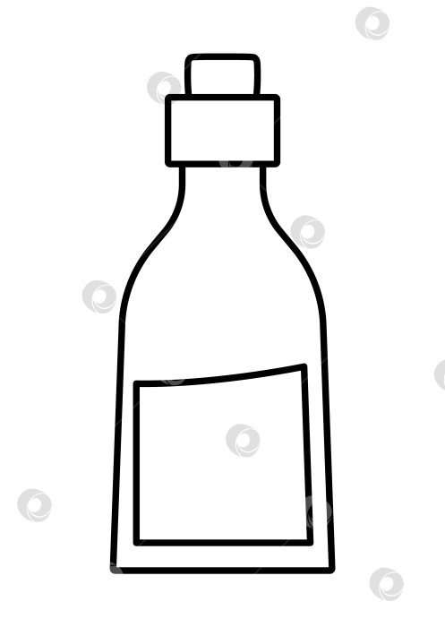 Скачать Векторная черно-белая стеклянная бутылка с молоком, изолированная на белом фоне. Значок линейки полезных напитков. Иллюстрация к молочному продукту. Клипарт или раскраска по органическому фермерскому питанию. фотосток Ozero