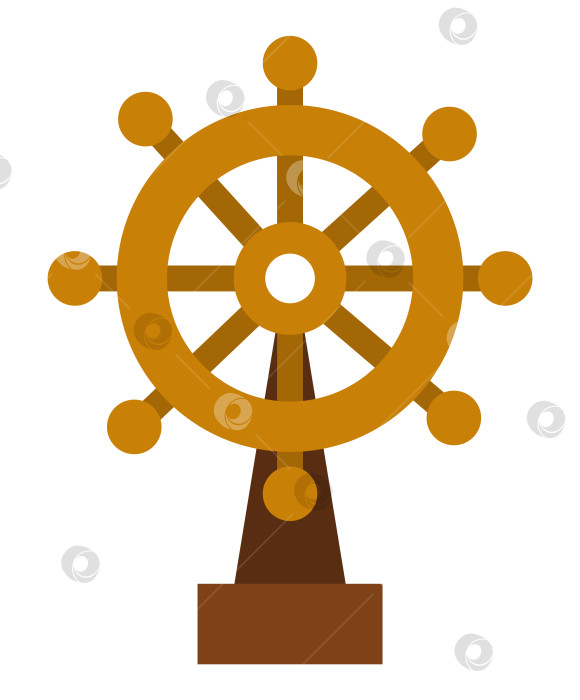Скачать Значок рулевого колеса корабля. Иллюстрация руля водной лодки. Изображение штурвала пиратского судна, выделенное на белом фоне. Концепция морского элемента фотосток Ozero