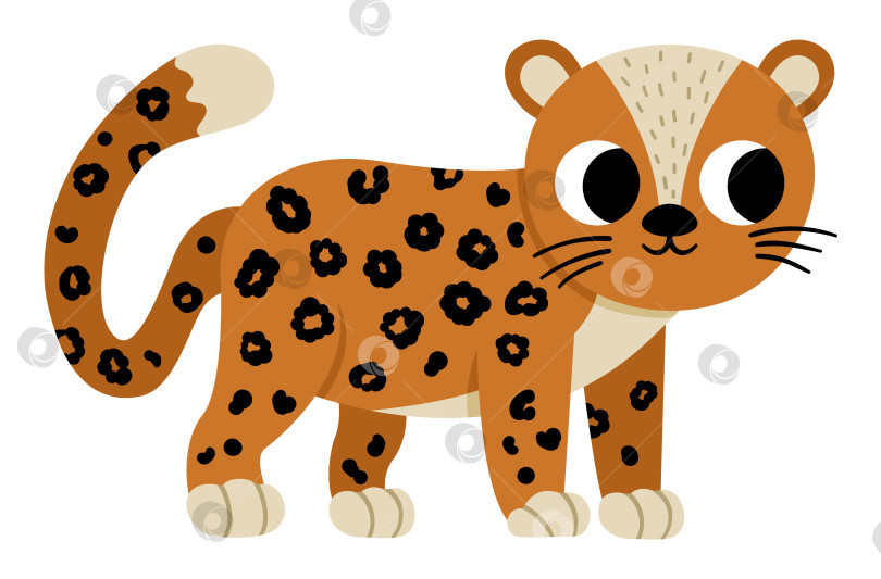 Скачать Векторный значок амурского леопарда. Иллюстрация к исчезающим видам. Симпатичное вымершее животное, изолированное на белом фоне. Забавная иллюстрация диких животных для детей. Концепция охраны природы фотосток Ozero