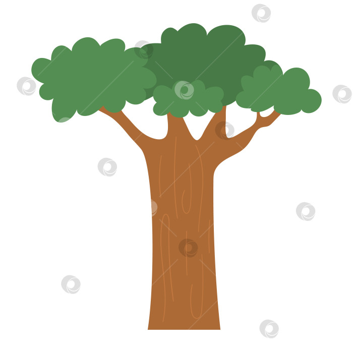 Скачать Векторный значок дерева баобаб, изолированный на белом фоне. Садовое или лесное растение с листьями. Плоская иллюстрация весеннего леса. Картина с естественной зеленью. Концепция видов, находящихся под угрозой исчезновения фотосток Ozero
