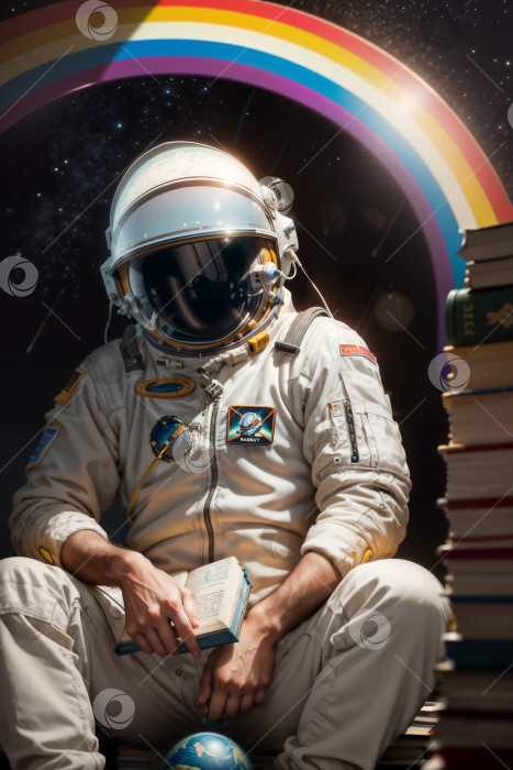 Скачать Астронавт изучает книги фотосток Ozero