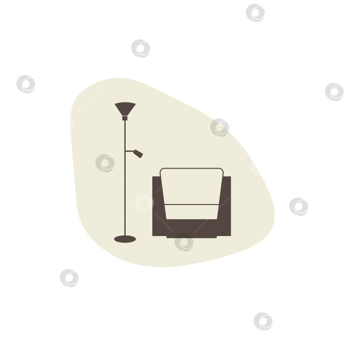 Скачать Современное кресло с торшером. Мебельная иконка в плоском стиле фотосток Ozero