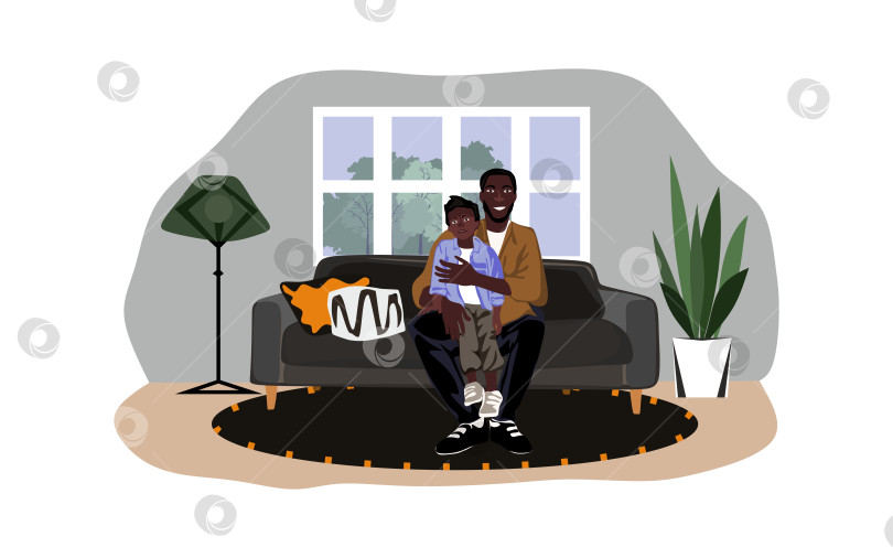 Скачать Счастливая афроамериканская семья векторная плоская иллюстрация фотосток Ozero