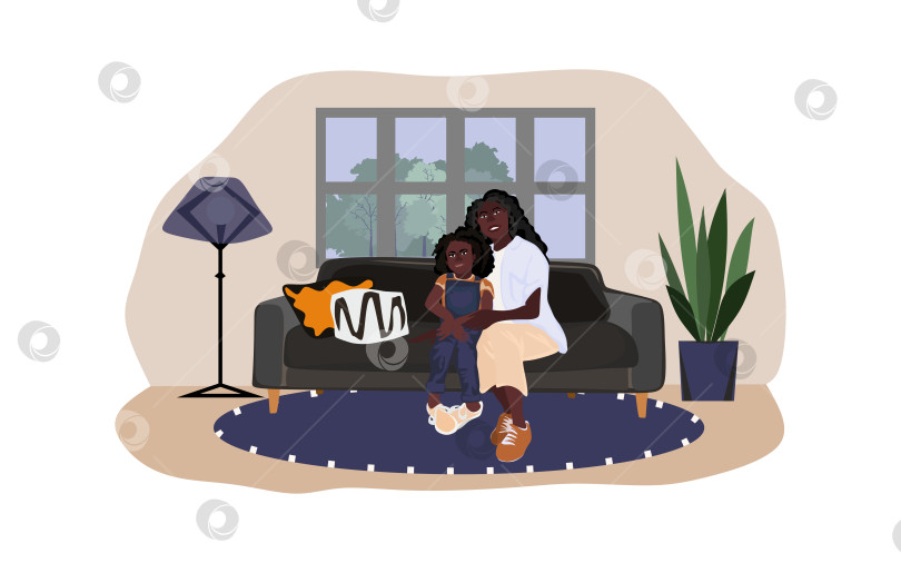 Скачать Счастливая афроамериканская семья векторная плоская иллюстрация фотосток Ozero