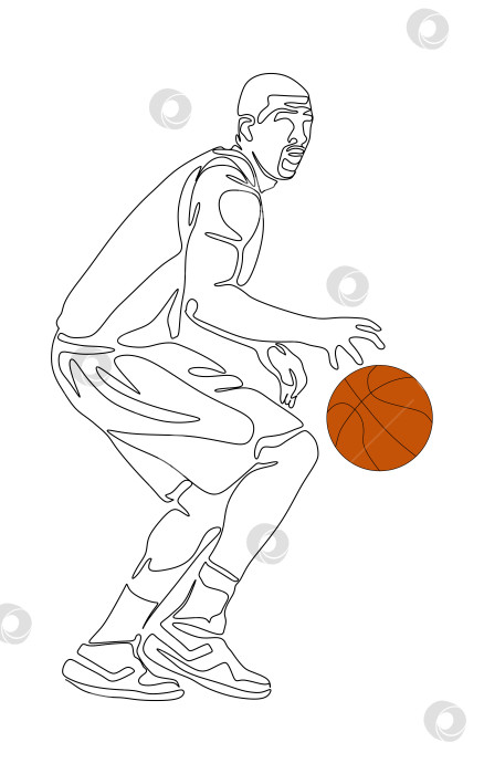 Скачать Непрерывный линейный рисунок вектора баскетболиста фотосток Ozero