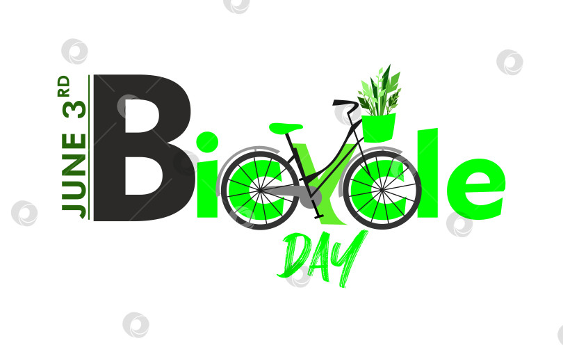 Скачать Дизайн шаблона Всемирного дня велосипеда для баннера, поздравительной открытки, логотипа, векторной иллюстрации плаката фотосток Ozero