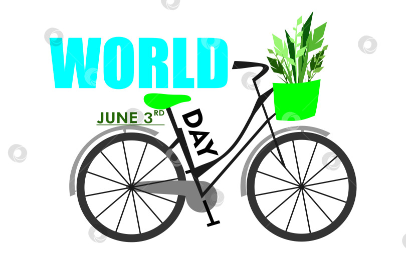 Скачать Дизайн шаблона Всемирного дня велосипеда для баннера, поздравительных открыток, логотипа, векторной иллюстрации плаката фотосток Ozero