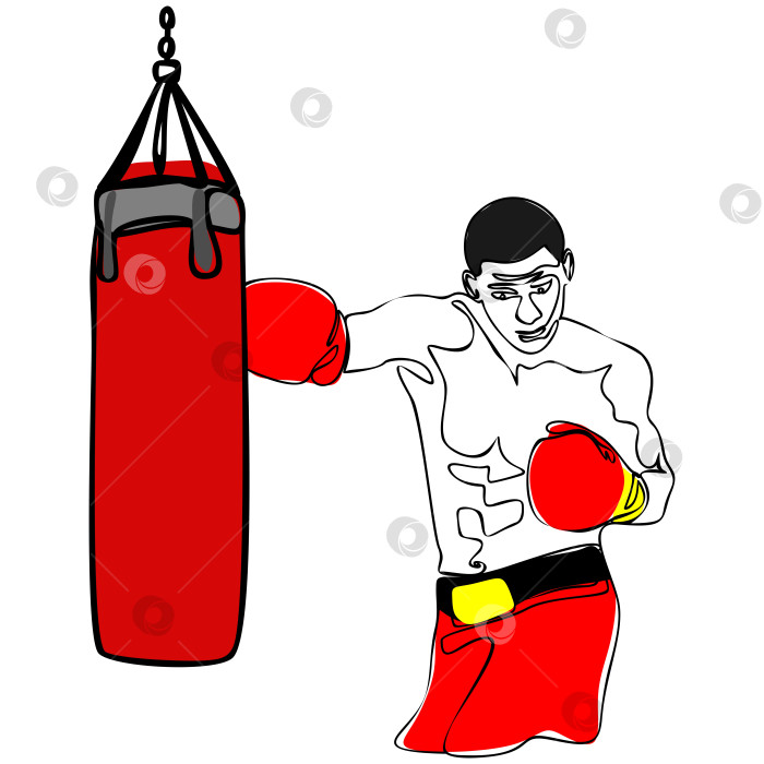 Скачать Мужчина-боксер боксирует в боксерской груше векторная иллюстрация фотосток Ozero
