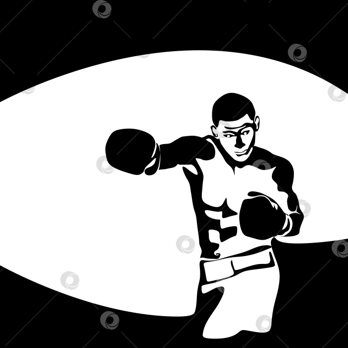 Скачать Силуэт мускулистого боксера черно-белая иллюстрация фотосток Ozero