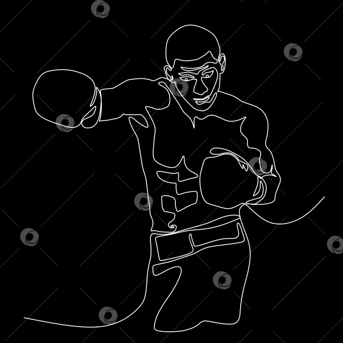 Скачать Силуэт мускулистого боксера - одна сплошная линия. фотосток Ozero