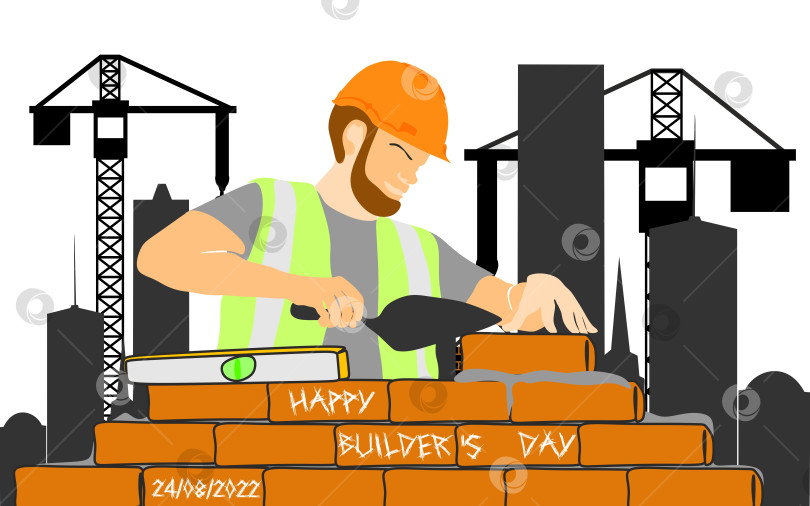 Скачать День строителей, день инженеров, день крановщиков, день архитекторов, концепция дня труда векторная иллюстрация фотосток Ozero