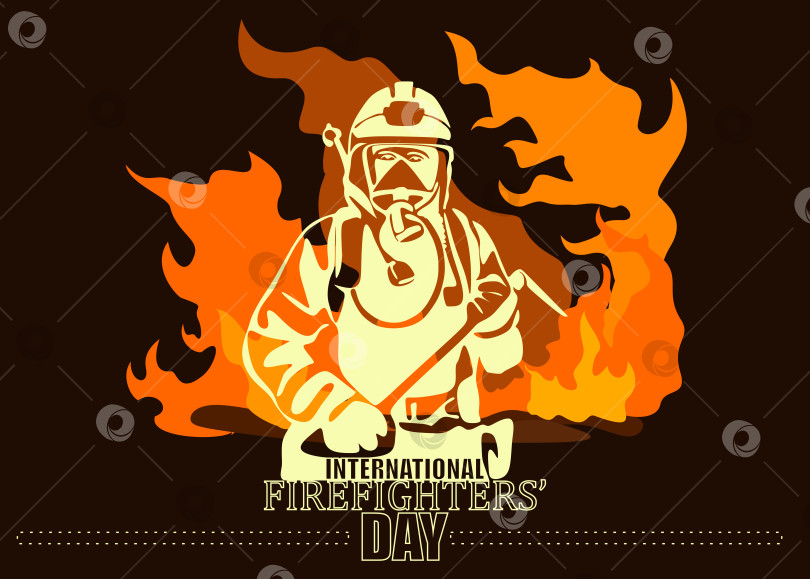 Скачать Векторная иллюстрация силуэта пожарного в качестве баннера, плаката или шаблона для международного дня пожарных. фотосток Ozero