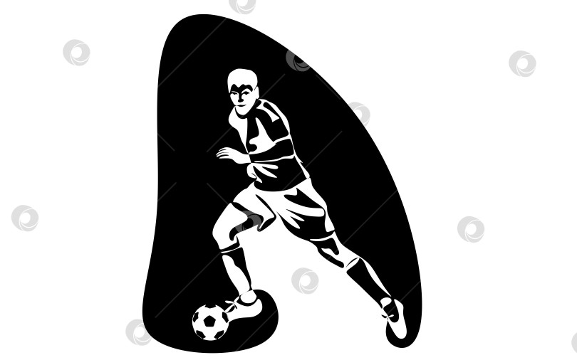 Скачать Силуэт футболиста, стреляющего по мячу векторная иллюстрация фотосток Ozero