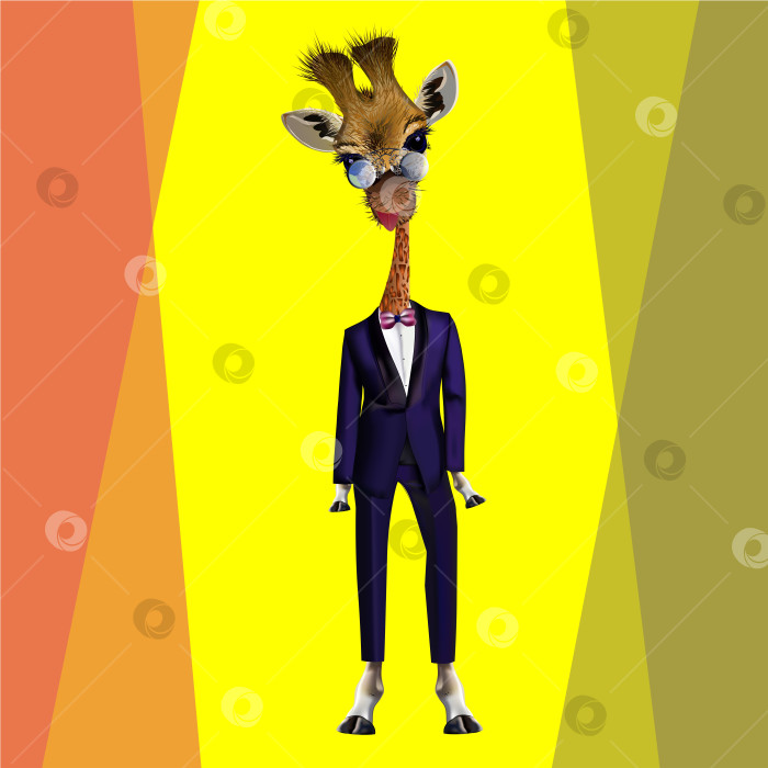 Скачать Жираф в синем смокинге или костюме векторная иллюстрация фотосток Ozero