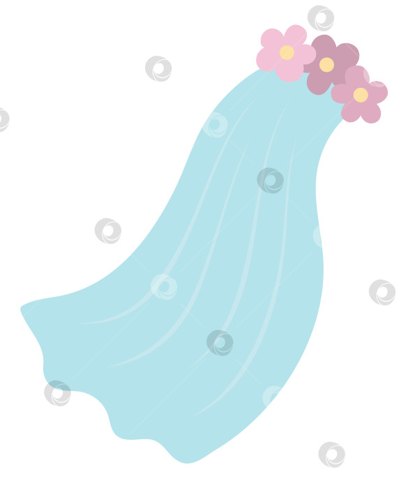 Скачать Векторный значок вуали. Иллюстрация одежды невесты. Симпатичный аксессуар для только что вышедшей замуж девушки. Фотография свадебной церемонии. Симпатичная леди в голубом плаще с розовыми цветами фотосток Ozero