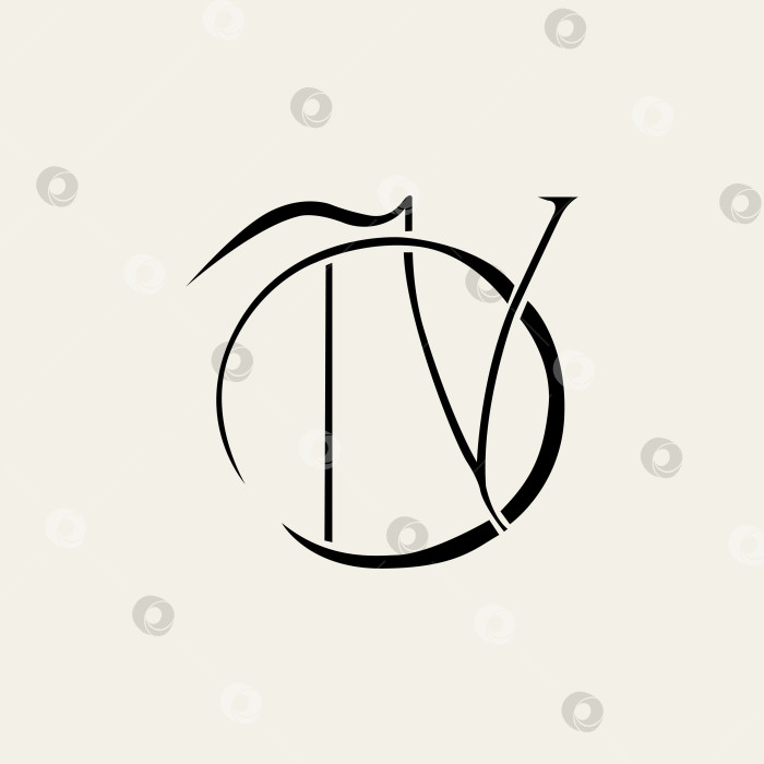 Скачать Логотип с монограммой, начальные буквы D и V черного цвета на бежевом фоне фотосток Ozero