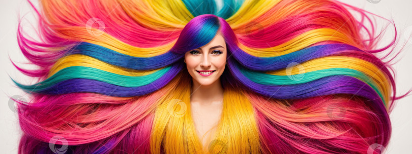 Скачать Девушка с разноцветными волосами фотосток Ozero