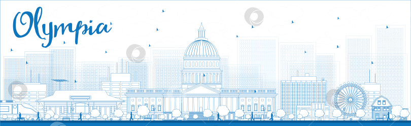 Скачать Очертите горизонт Олимпии (Вашингтон) голубыми зданиями фотосток Ozero