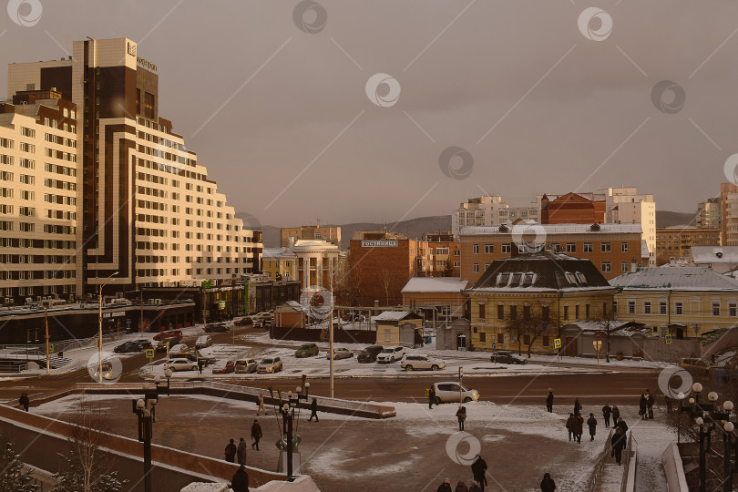 Скачать Красноярск. Перекресток улиц Ленина и Каратанова фотосток Ozero