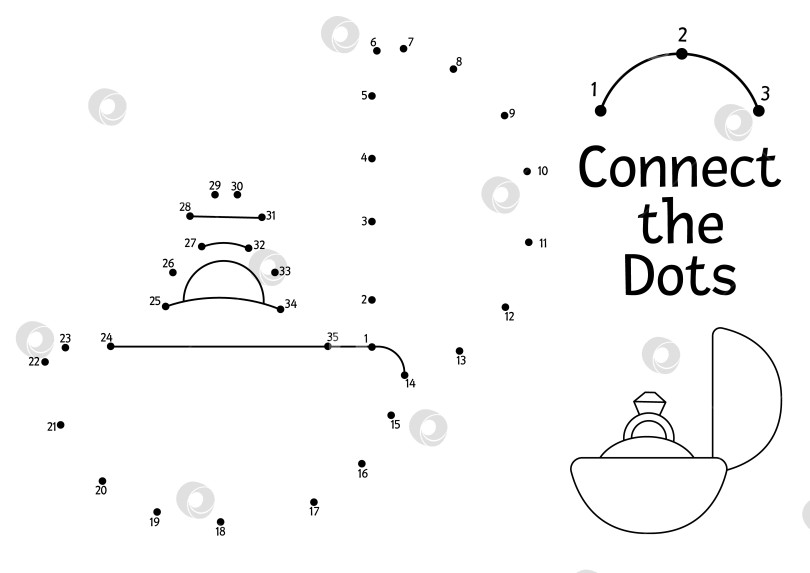 Скачать Векторная точечная и цветовая активность с милым обручальным кольцом в коробке. Соедини точки в игре для детей "аксессуар для жениха и невесты". Раскраска для церемонии бракосочетания для детей с украшениями фотосток Ozero