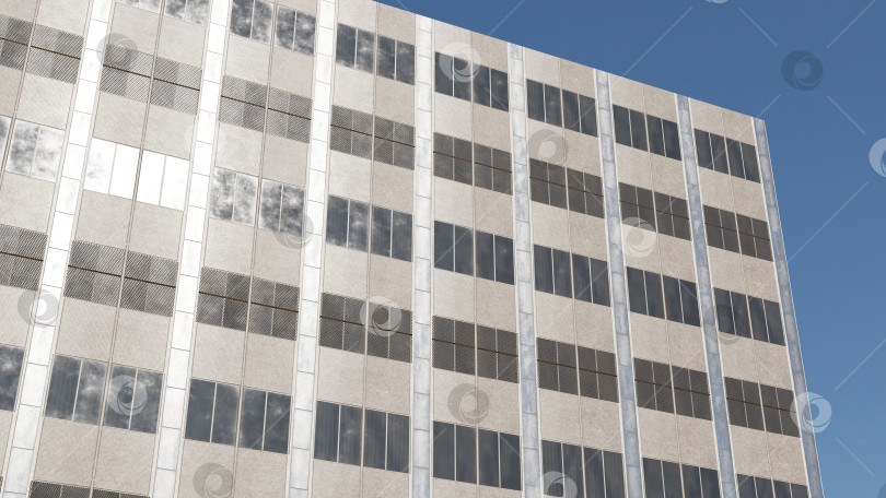 Скачать фасад здания, бетон и стекло, современный вид, архитектурный фон, 3d рендеринг фотосток Ozero